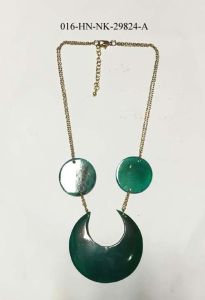 Green Horn & Metal Necklace