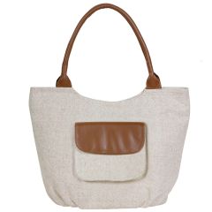 Reggel Beige High Quality Jute Hobo Handbag