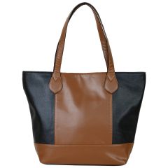 Black And Brown Trendy PU Leather Tote Bag