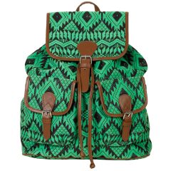 Reggel Green Jacquard Fabric Backpack