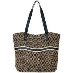 Black Beige Jute Shopper Bag