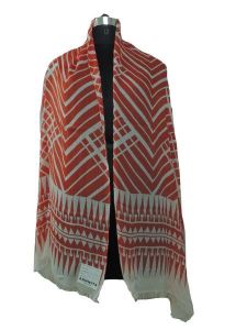 ArnNita Red & White ZigZag Print Scarf