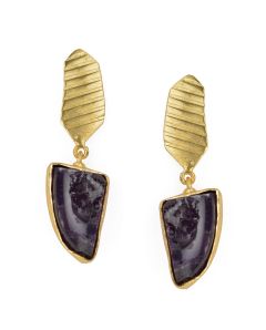 Golden Black Agate Stone Earrings