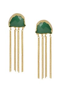 Golden Green Onex Stone Earrings