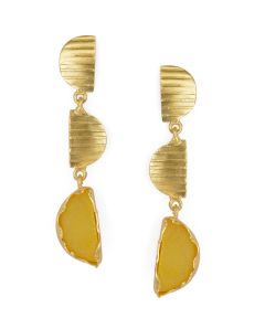 Gold Plated Earrings with Yellow  Moon Stone
