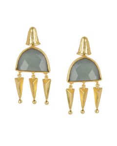 Golden Plated Earrings with Aqua Stone