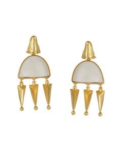 Golden with White Bhatti Stone Earrings 