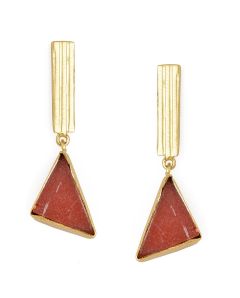 Golden Earrings with Rhodochrosite Stone