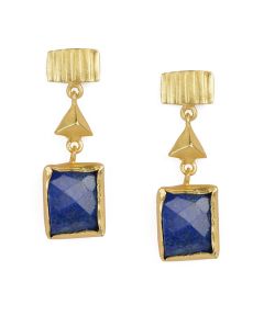 Golden Lapis Stone Earrings 