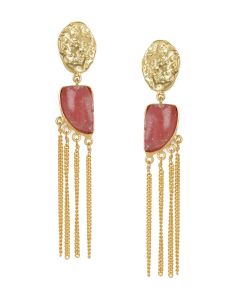 Golden Rhodochrosite Stone Earrings 