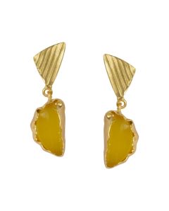 Golden Earrings with Yellow Moon Stone