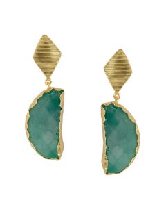 Golden with Green Onex Stone Earrings