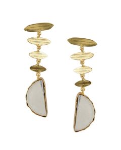 Golden Earrings with White Bhatti Stone