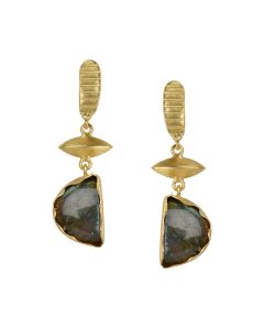 Golden Earrings With Lebrorite Stone