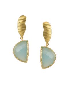 Golden Aqua Stone Earrings 