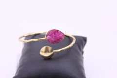 Gold Plated Purple Stone Brass Cuff