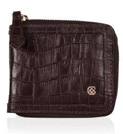 Croco Brown Zip Wallet