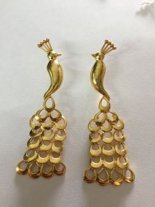Gold Plated Brass Peacock Earring