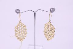 Leaf Design Gold Plated Brass Earring