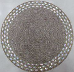 Grey Placemat With Large Bead Border