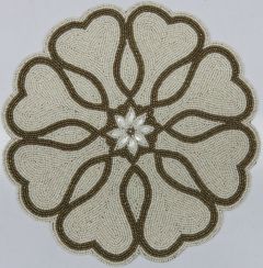 White Flower Design Beaded Placemat