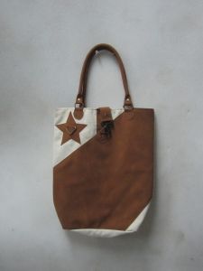 White & Brown  Stylish Hand Bag