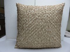 Golden Beaded Cushion Cover