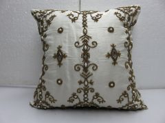 Gold & Clear Bead Cushion Cover