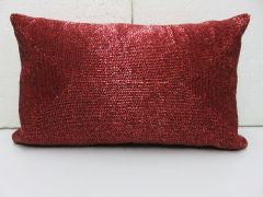 Red Beaded Cushion Cover