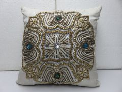 Gold Beaded Cushion Cover