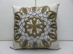 Gold & Silver Bead Star Cushion Cover