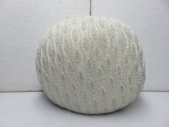 Ivory Beaded Round Cushion Cover