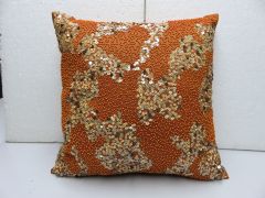 Beaded Rust Cushion Cover