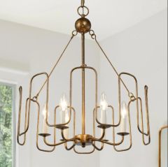 Mid-century Modern French Country 6-light Drum Chandelier for Living/ Dining Room - D21'' x H83.5''