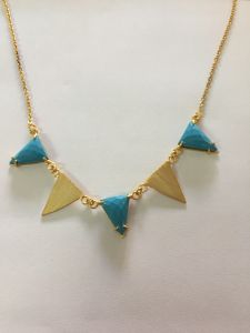 Yellow-Sky Blue Brass Necklace