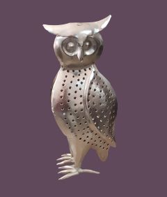 Chrome Finished Decorative Owl Shape Candle Holder