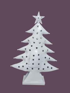 White Colored Decorative Christmas Tree Shape Candle Holder