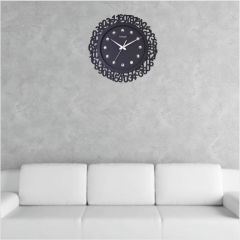 Random Jewel Numeric Wooden Wall Clock ( Glass covered, Black)