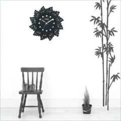 Random Jewel Artistic Wooden Wall Clock(Black, Glass Covered)