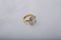 Brass Flower Silver Ring