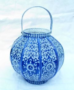 Blue Enamel Lantern Etching