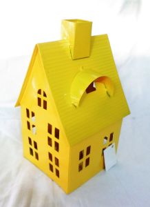 Yellow Bird House T-Light Holder