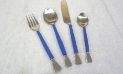  Stainless Steel & Blue Chopping & Serving Cutlery