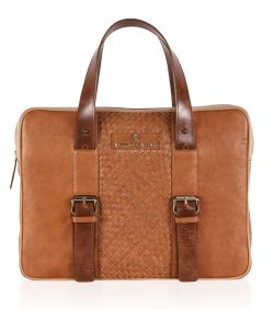 Tan Weaved Laptop Bag