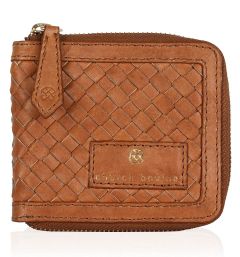 Tan Weaved Zip Wallet