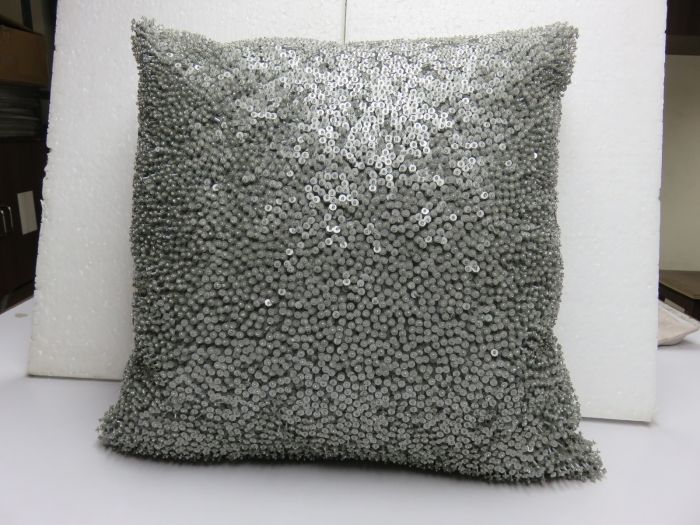 grey beaded cushion