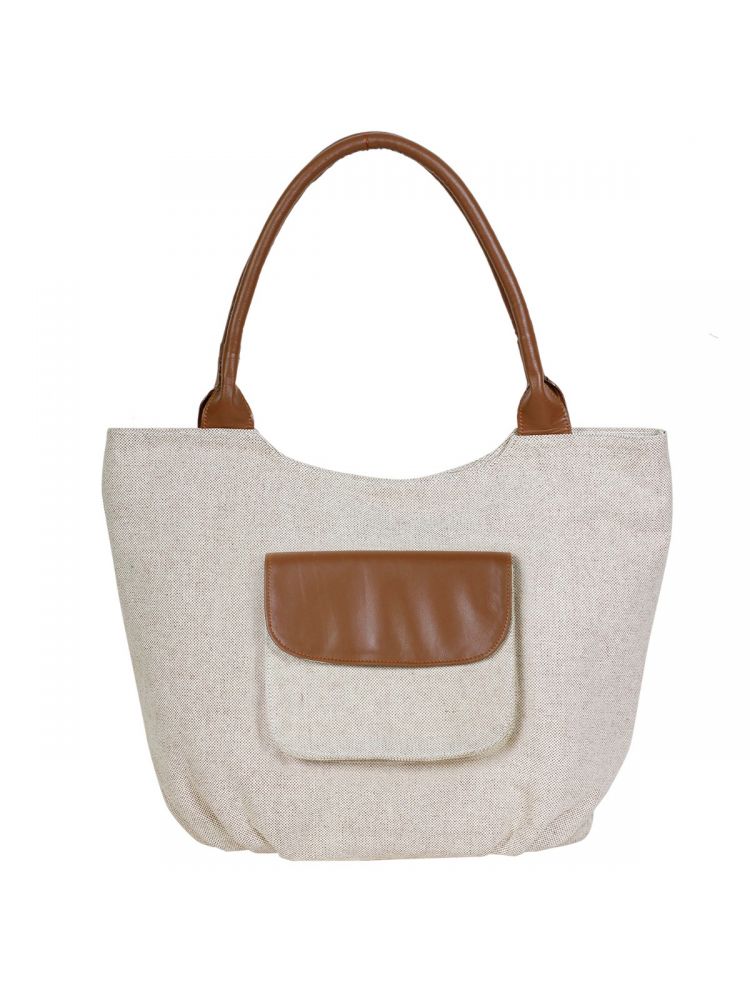Reggel Beige High Quality Jute Hobo Handbag