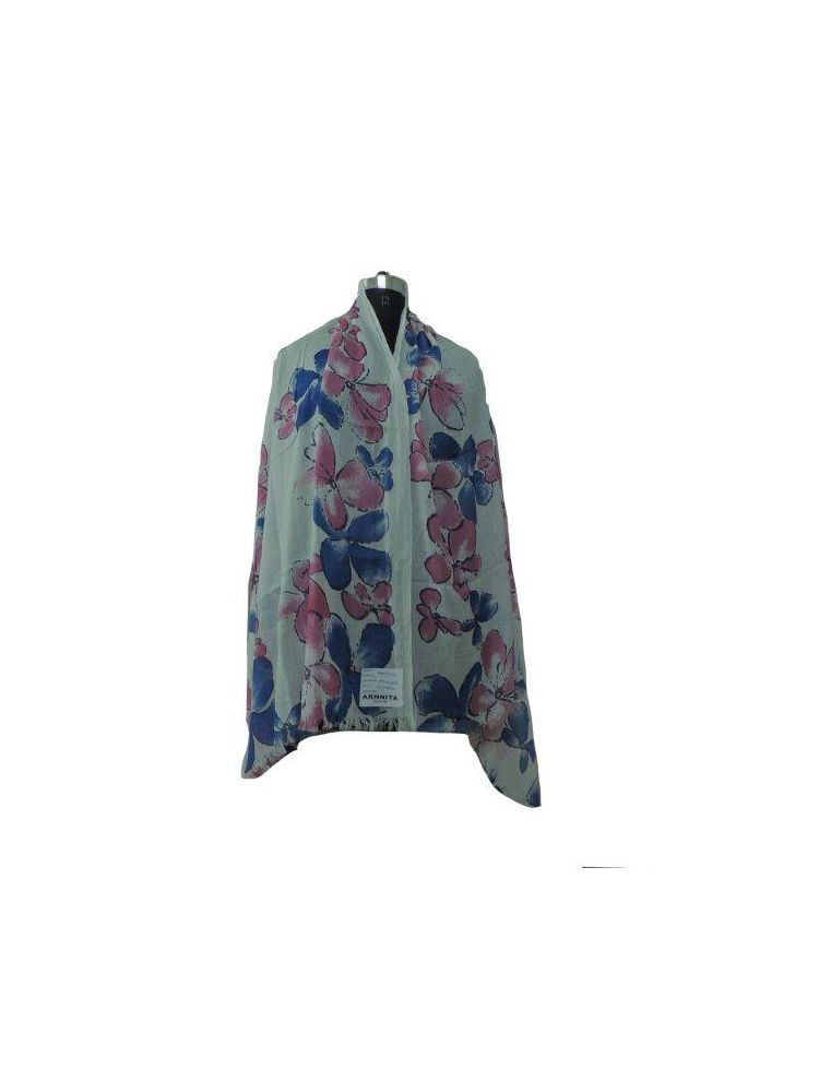 ArnNita White Flower Print Scarf
