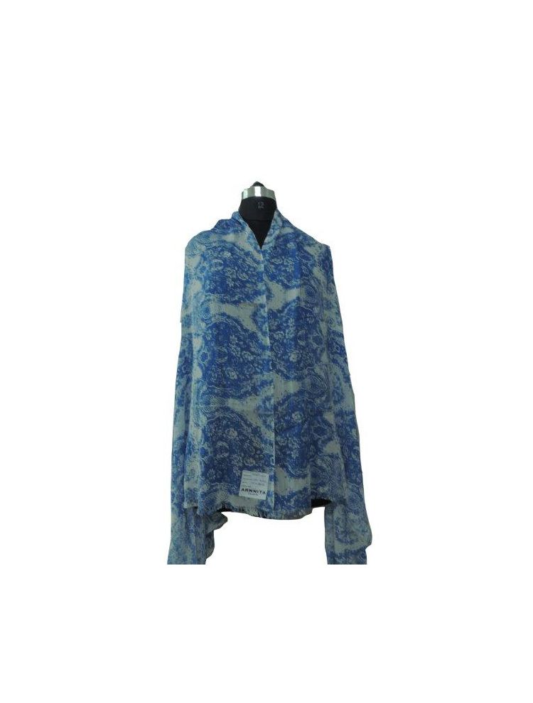 ArnNita Blue & White Flower Print Scarf