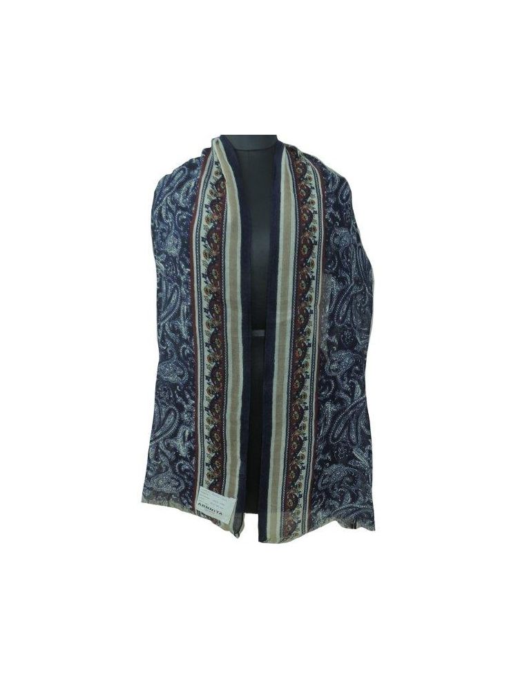 ArnNita Dark Blue Flower Print Scarf